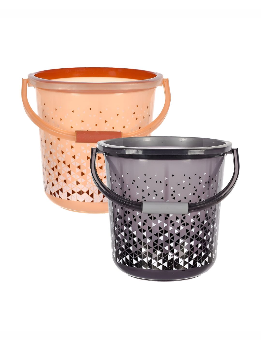 Kuber Industries Black & Brown  2 Pieces Printed Unbreakable Bathroom Buckets 18 L