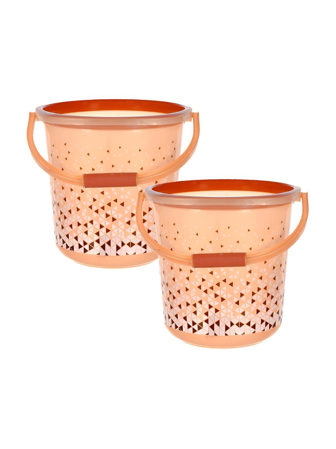 Kuber Industries Brown 2 Pieces Printed Unbreakable Bathroom Buckets 18 L