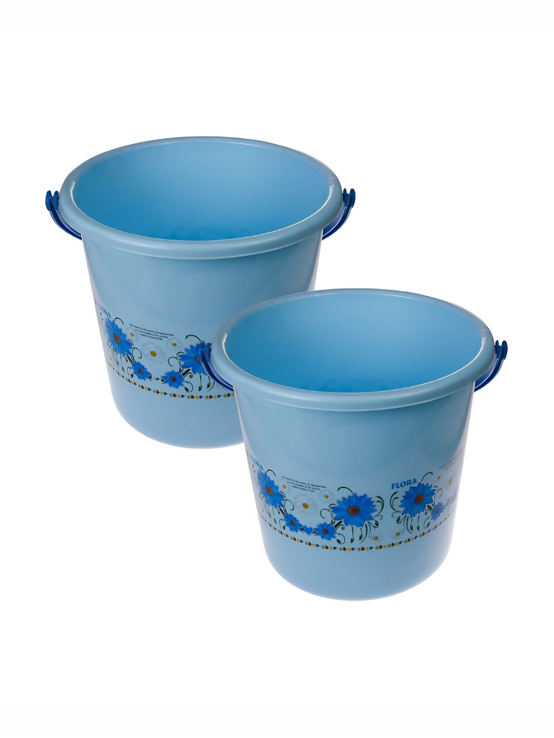 Kuber Industries Blue 2 Pieces Floral Printed Unbreakable Bucket