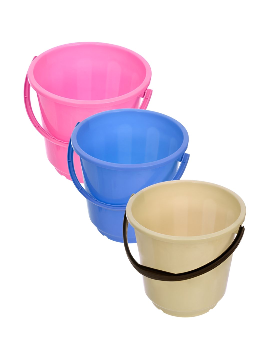 Kuber Industries Pink & Blue 3 Pieces Unbreakable Bucket