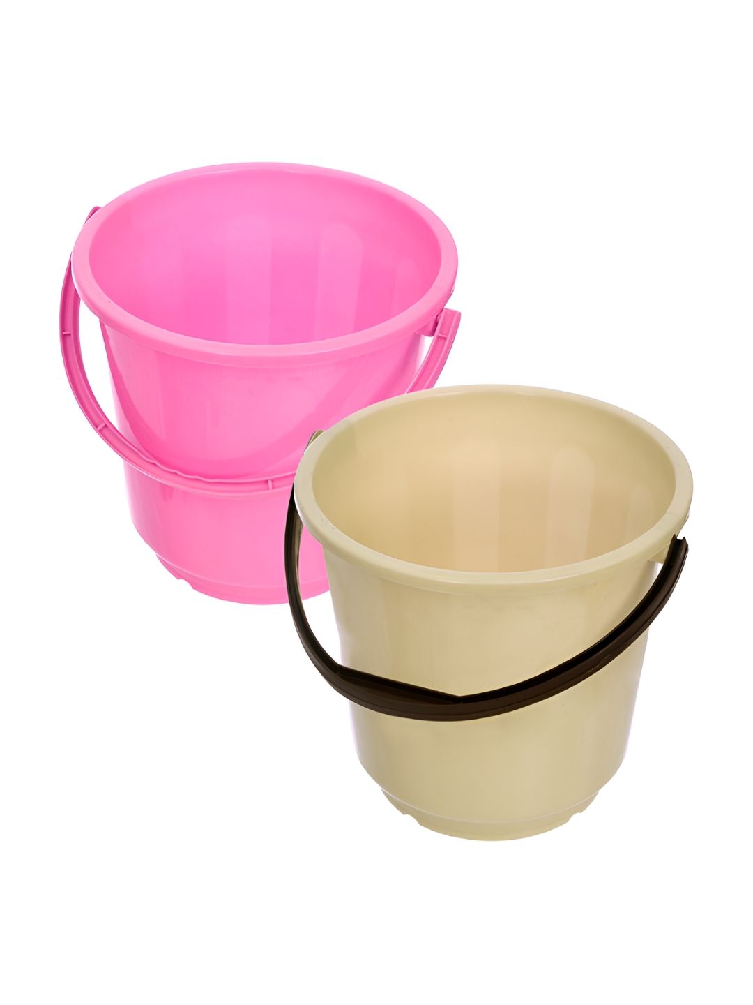 Kuber Industries Pink & Cream 2 Pieces Unbreakable Bucket