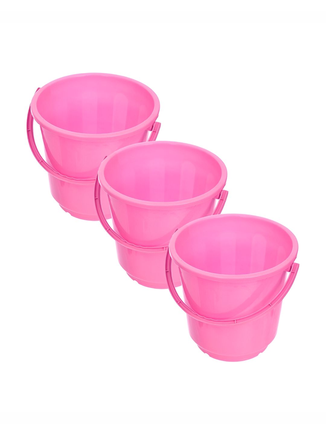 Kuber Industries Pink 3 Pieces Unbreakable Bucket