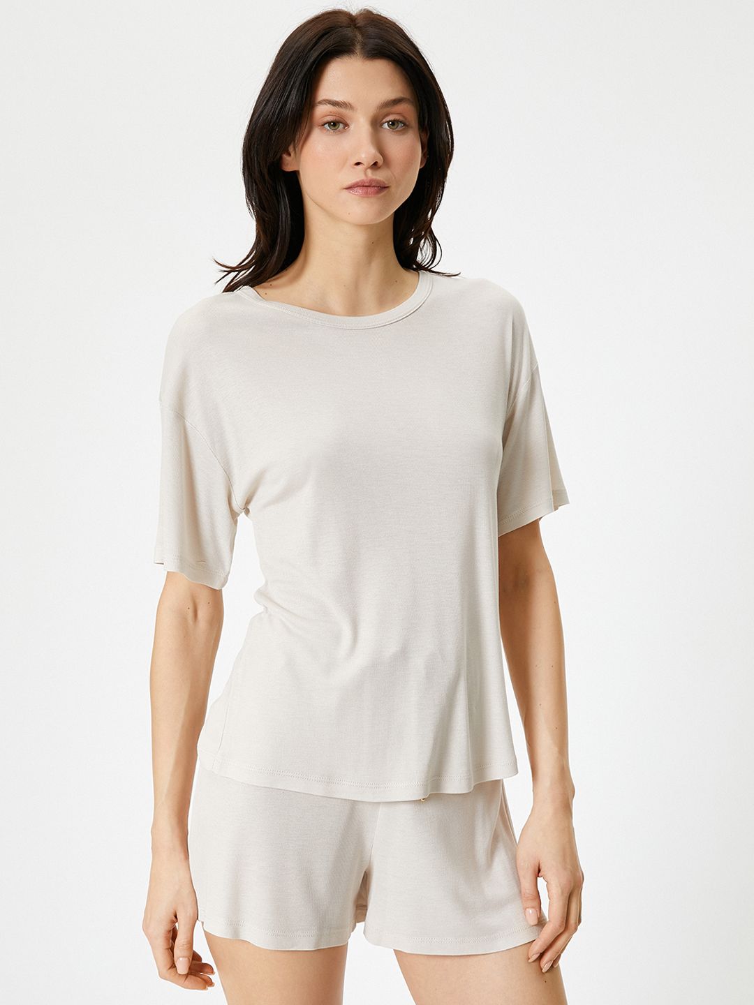 Koton Round Neck T-shirt With Shorts