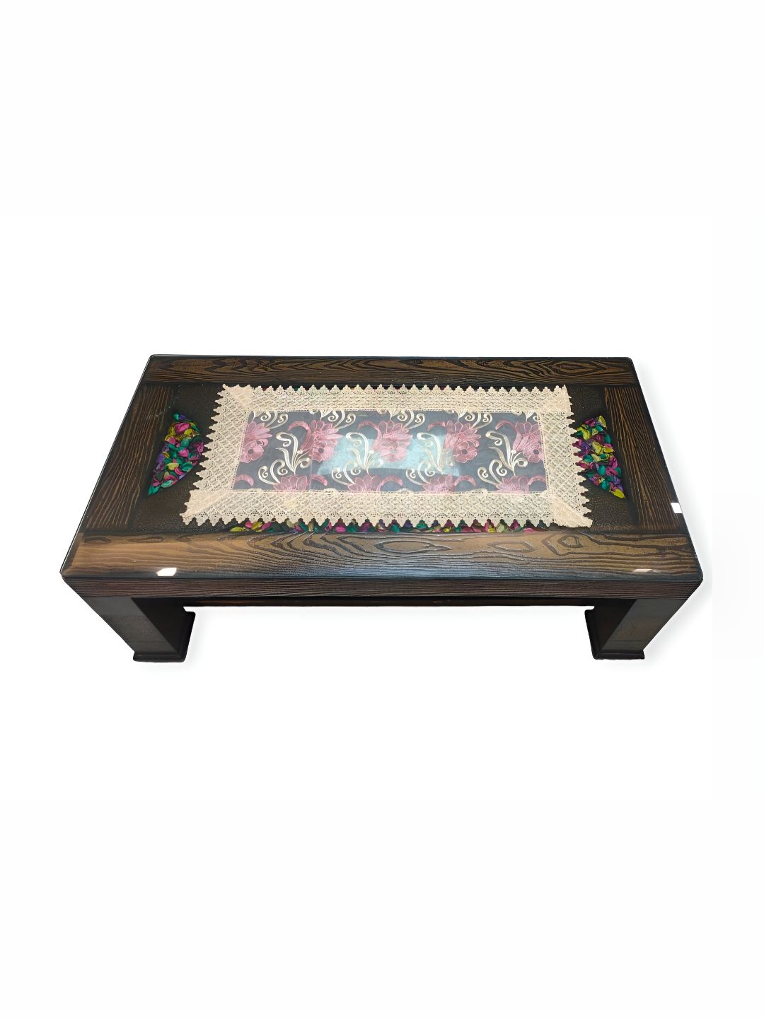 MONKDECOR Pink & Cream Rectangular Embroidered Table Runner