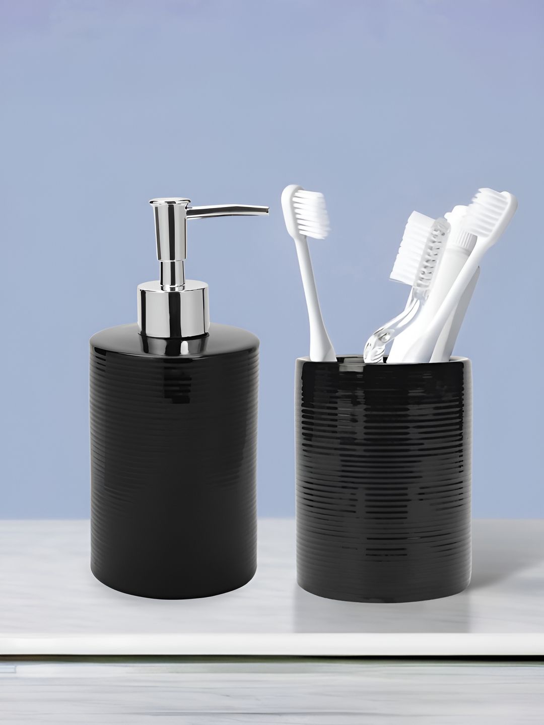 Anko Black 2 pieces Ceramic Bath Accessories Set