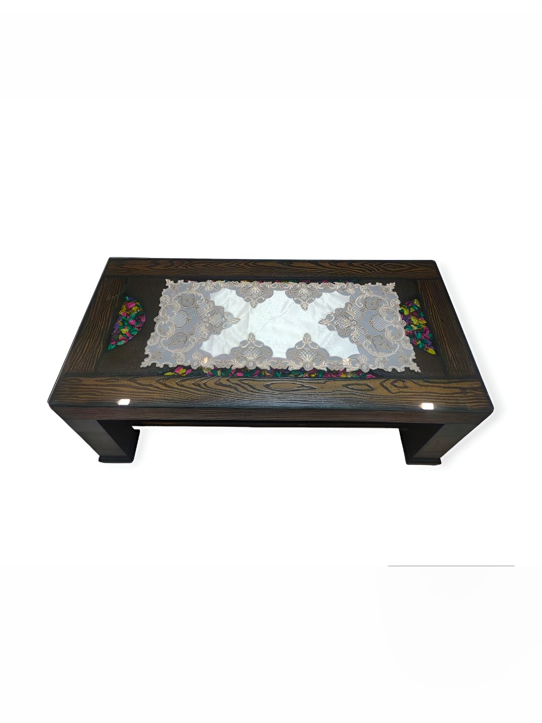 TANLOOMS Grey & White Embroidered Table Runner