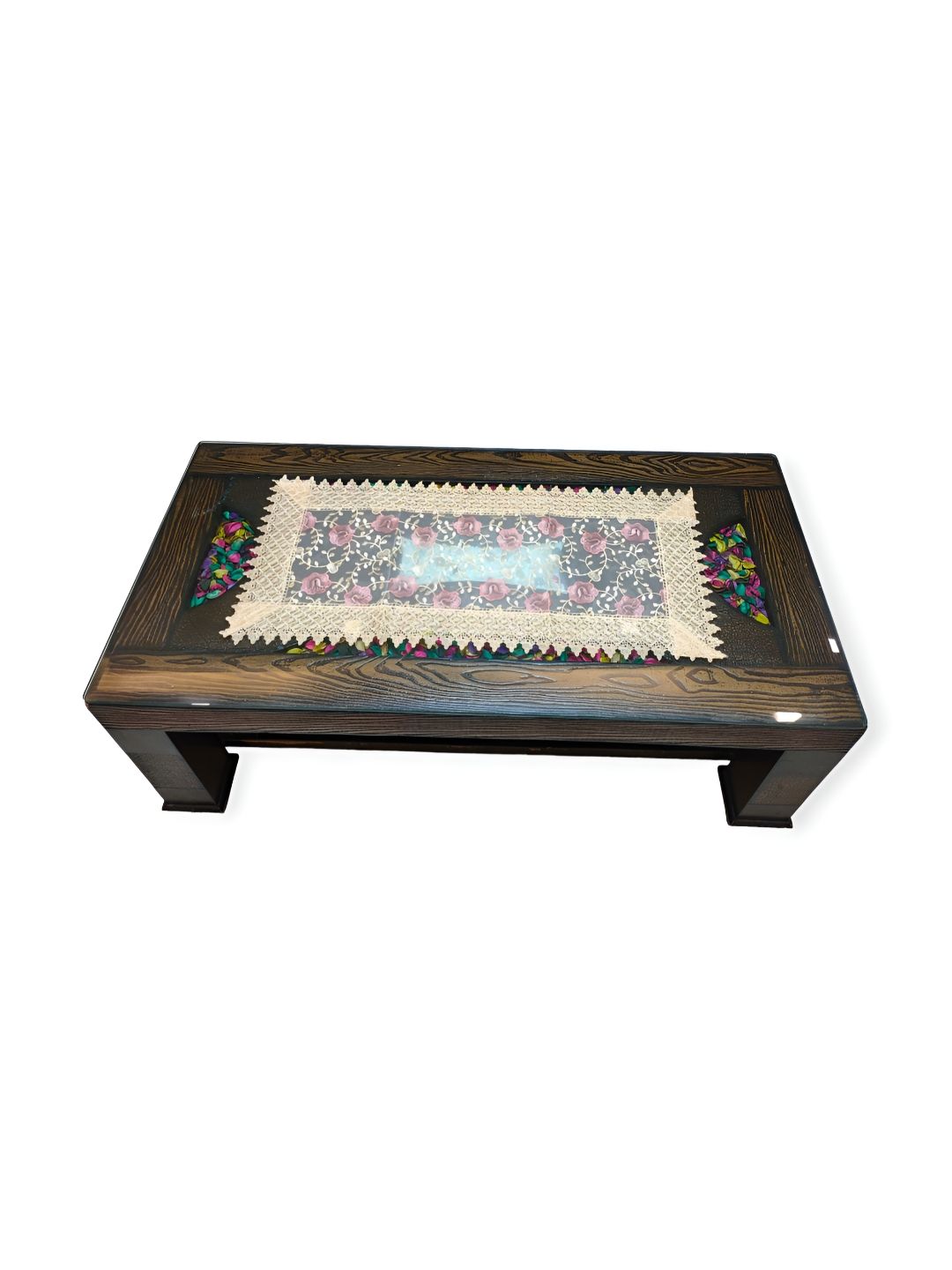 TANLOOMS Pink & Beige Embroidered Rectangular Table Runner