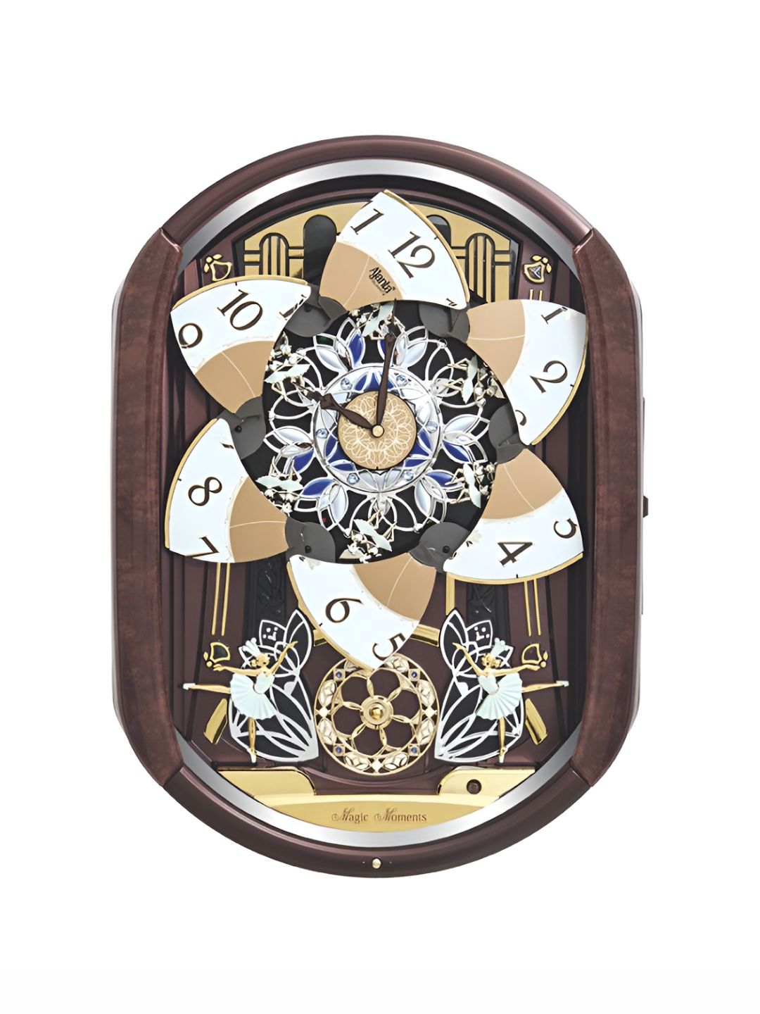 Ajanta Ajanta Swarovski Diamonds Brown Glass Large Display Rectangle Battery Analogue Wall Clock