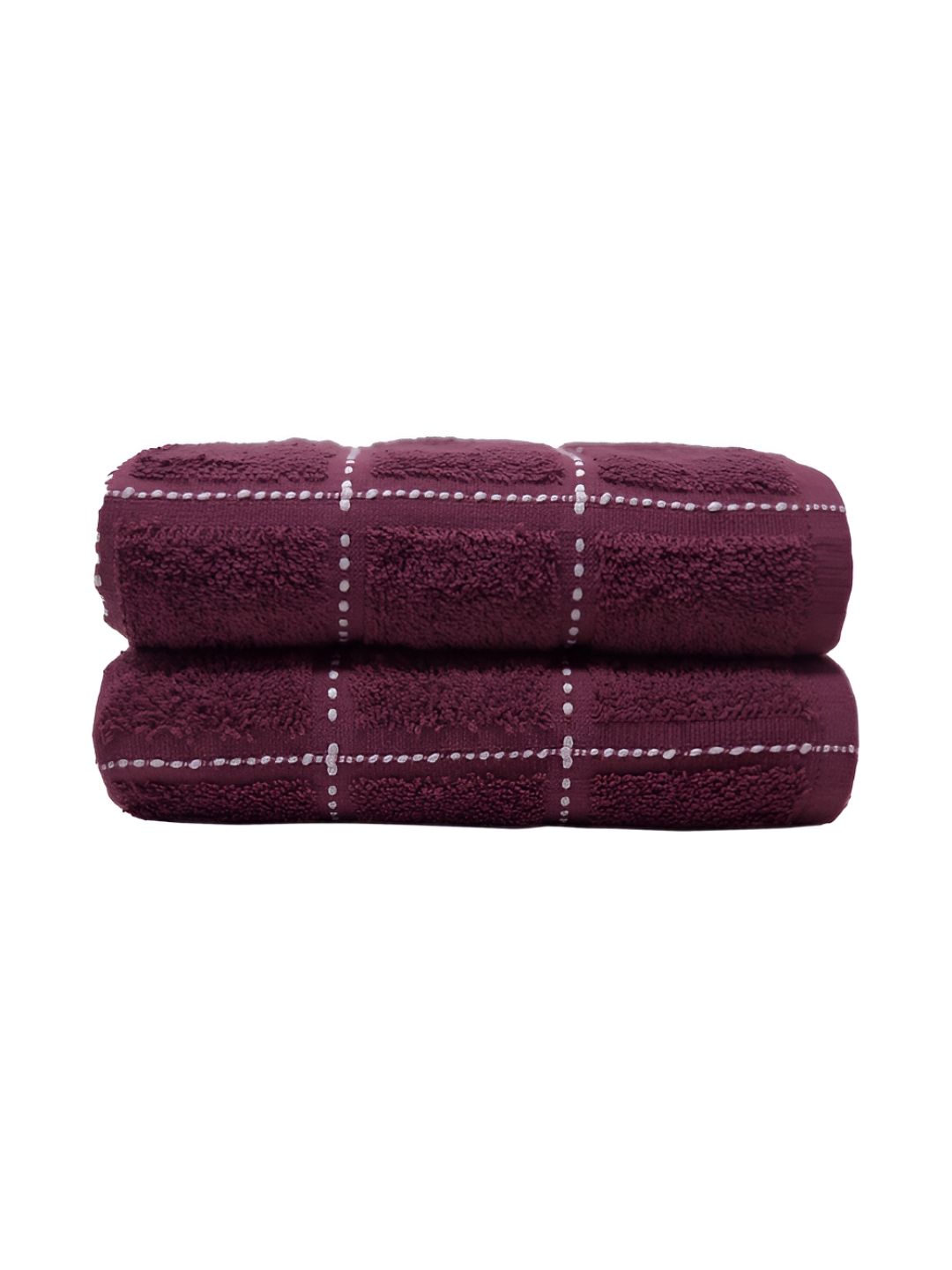 MYTRIDENT 2-Pcs Red Patterned Pure Cotton Hand Towel