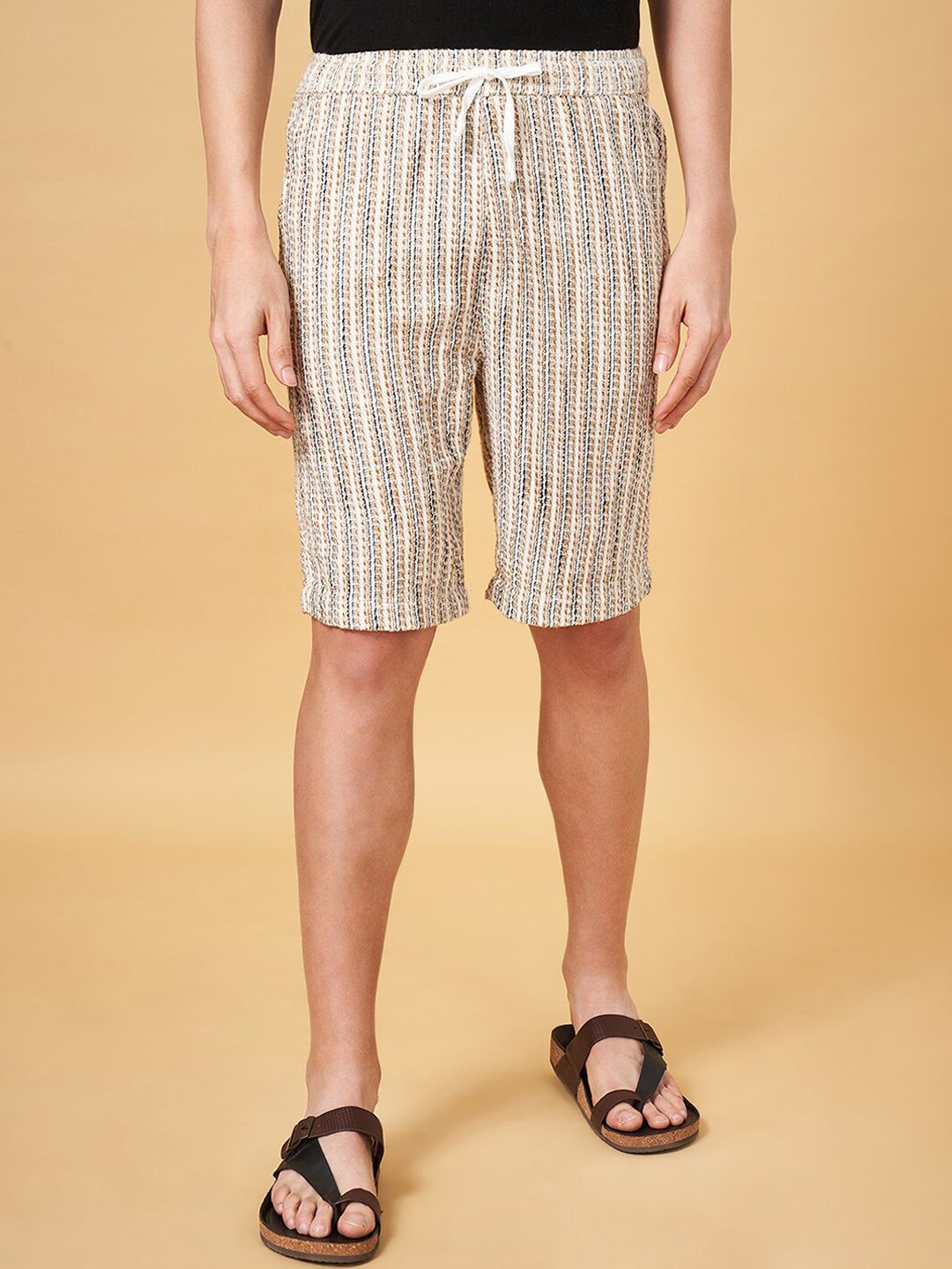 7 Alt by Pantaloons Men Striped Slim Fit Mid-Rise Cotton Regular Shorts