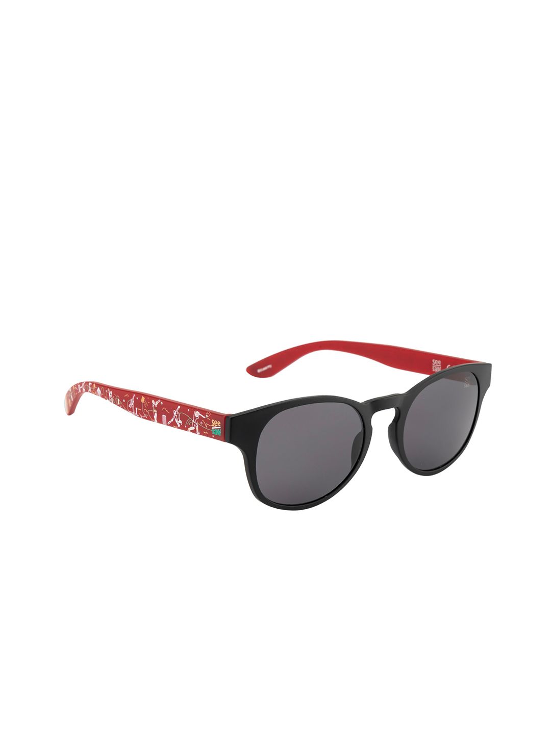 SEESAW Unisex Kids Round Sunglasses with UV Protected Lens SS 1098 C1 47/22-Red