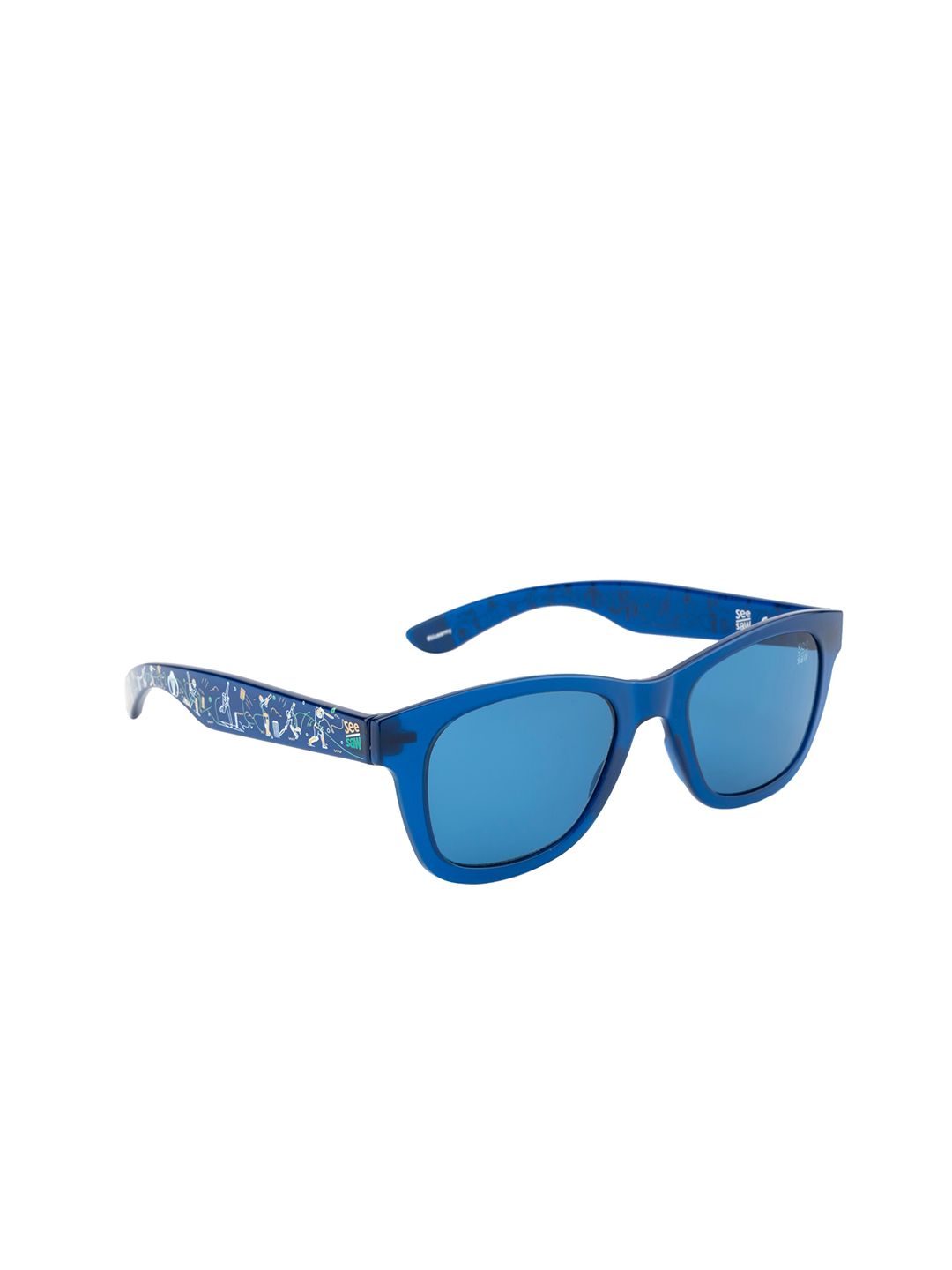 SEESAW Unisex Kids Square Sunglasses with UV Protected Lens SS 1097 C3 47/22-Blue