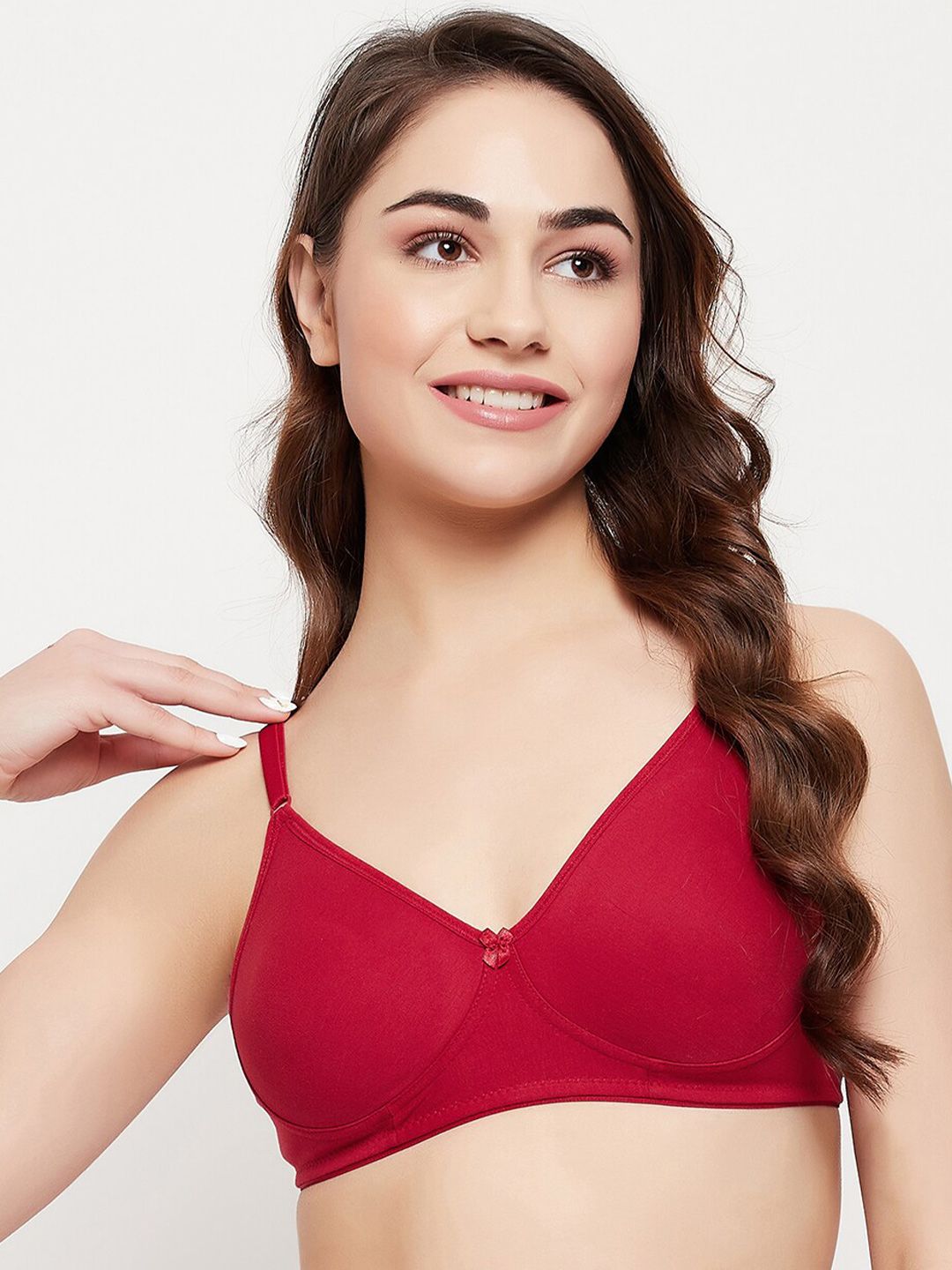 Clovia Maroon Full Coverage Underwired Non-Padded Cotton Everyday Bra With All Day Comfort