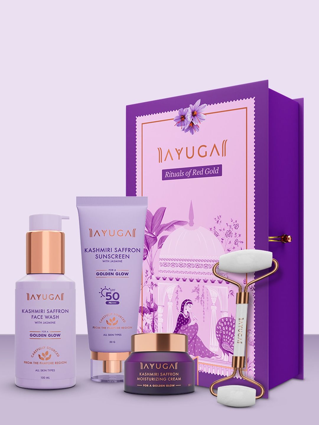 Aura AQUAGE BASIC SKIN CARE SERIES 2個セット Buy Ayuga 4Pcs Kashmiri Saffron Face Wash-Sunscreen-Moisturizer