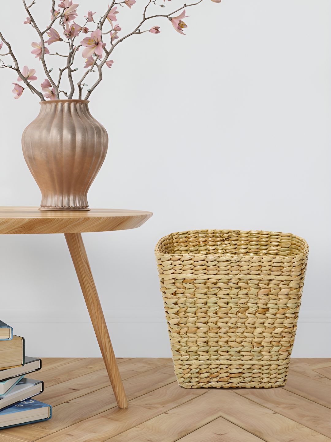 HABERE INDIA Beige Bamboo Self-Design Dustbins