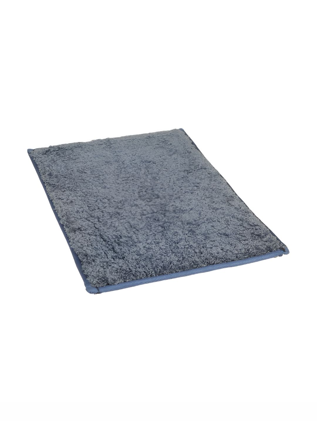 Aura Bano Blue Microfiber Rectangular Non Slip Bath Rug