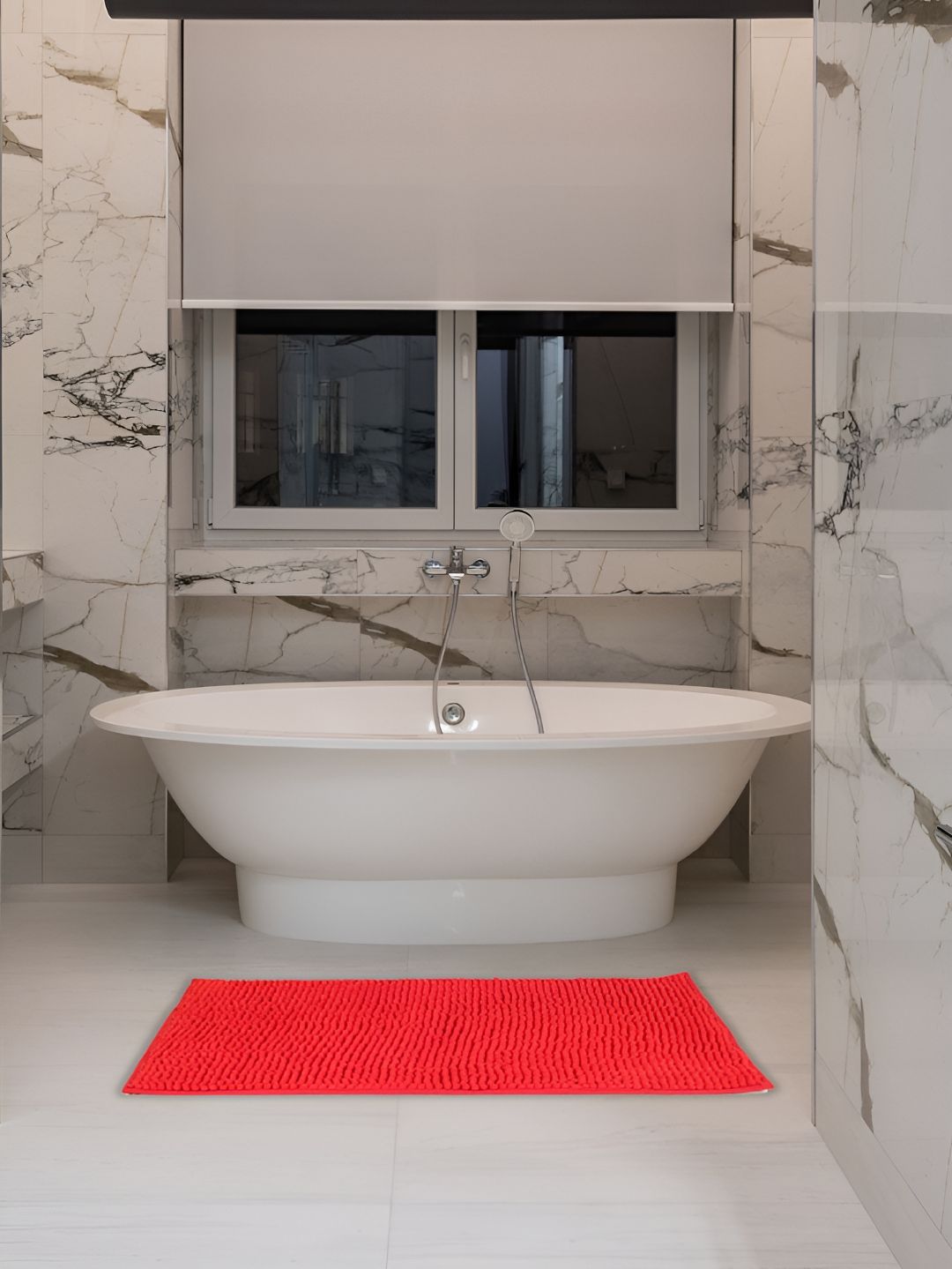 Aura Red 2Pcs Textured 110 GSM Anti-Slip Bath Rugs