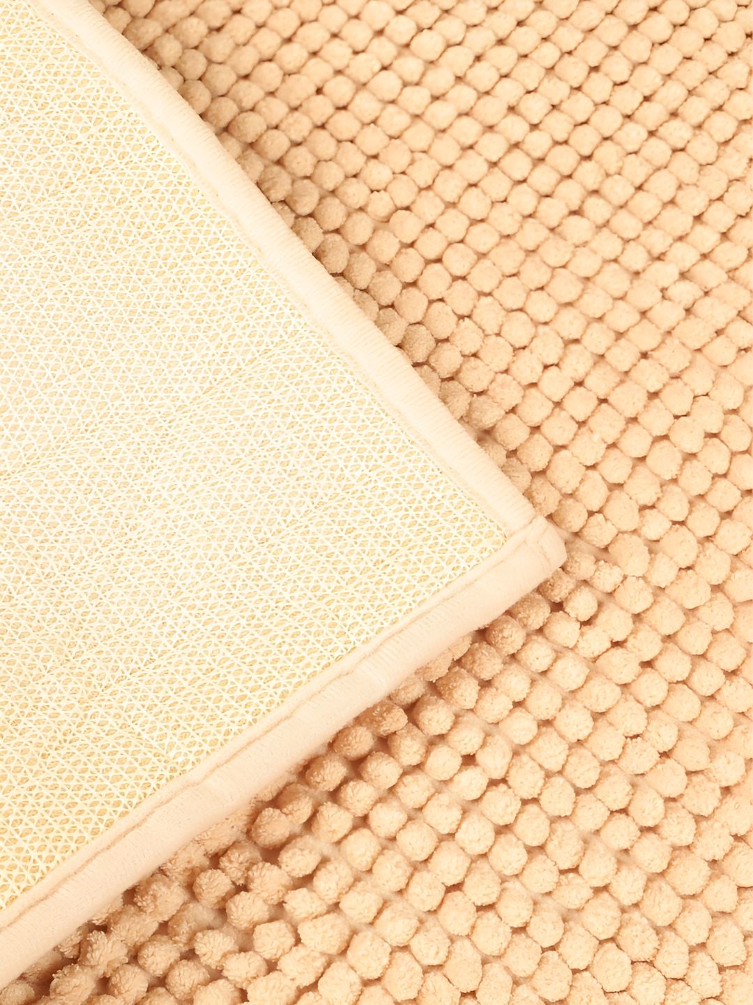 Aura Beige Textured 110 GSM Anti-Slip Bath Rug