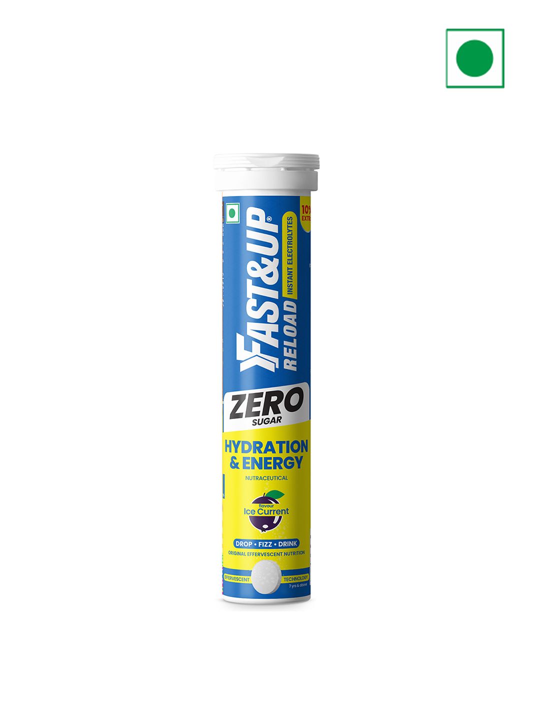 FAST&UP Reload Zero Effervescent Tablets For Instant Energy - 20 Tablets - Ice Current