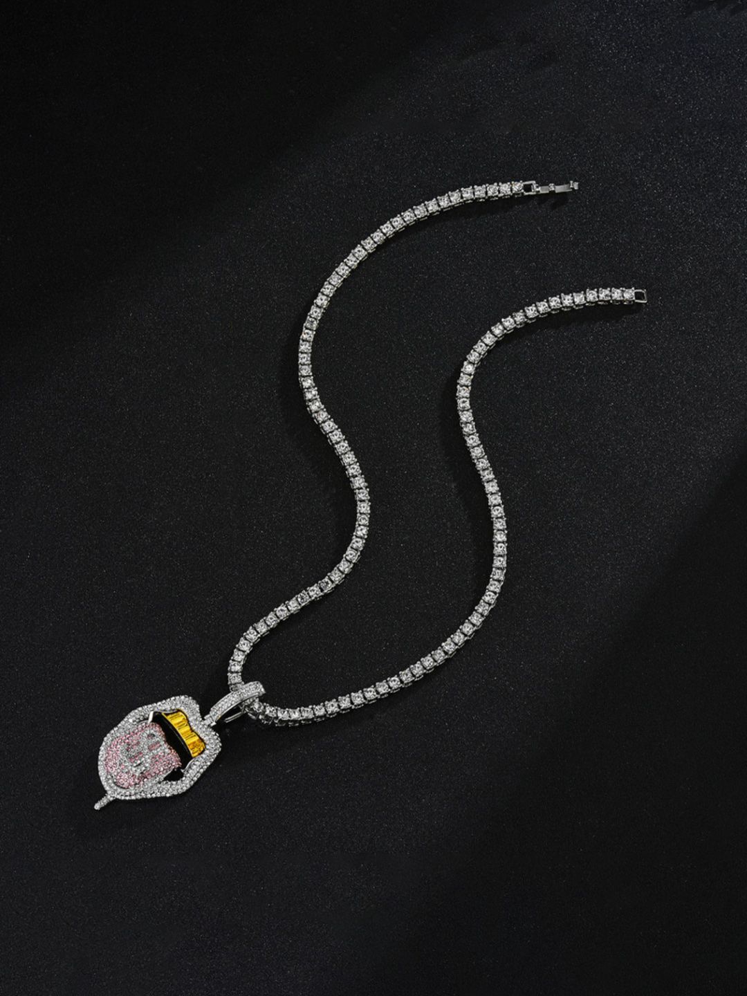 SALTY Men Stainless Steel Travis Scott Diamond Chain with Pendant