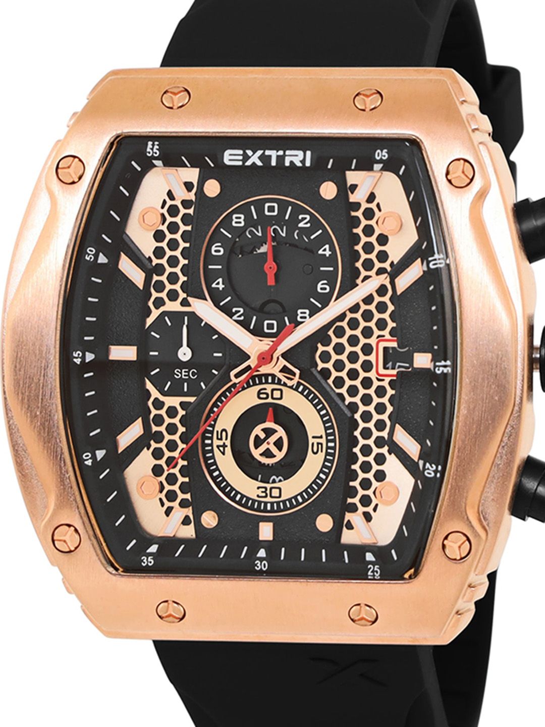 Buy EXTRI Men Textured Dial & Silicon Straps Analogue Chronograph