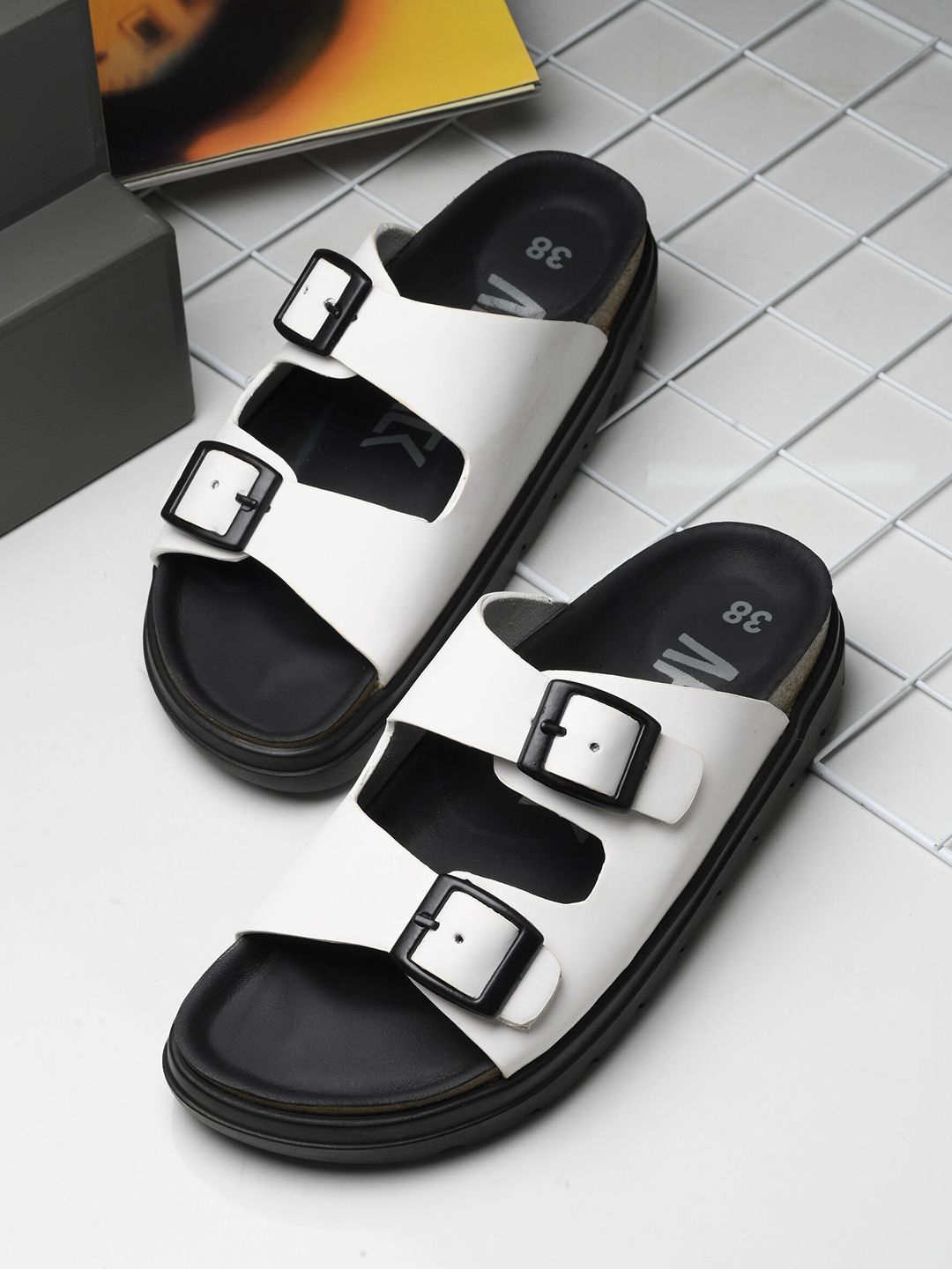 AfroJack Women Leather Slip On Sliders