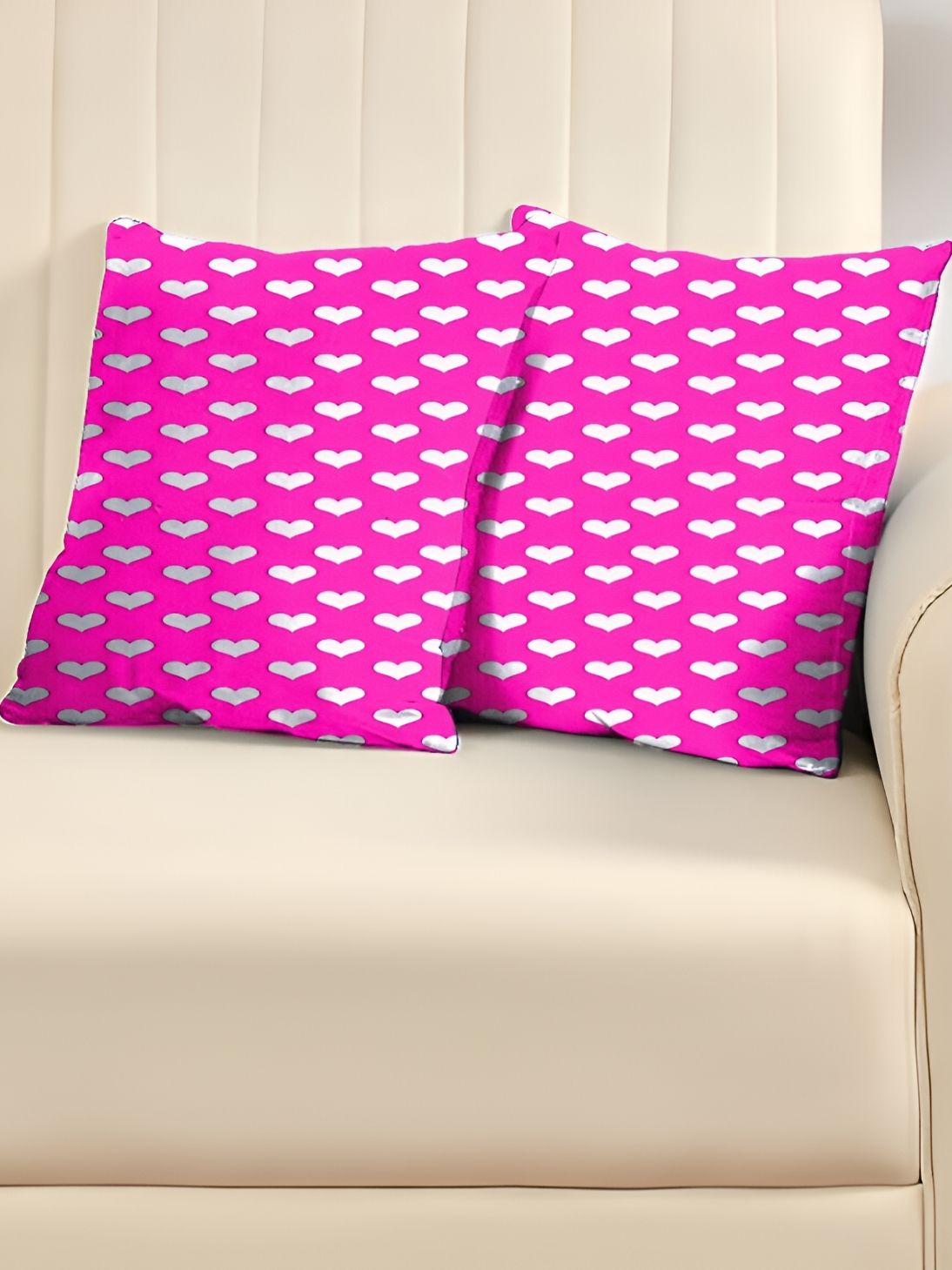 DADDY COOL Pink & White 2 Pieces Printed Microfiber Filled Cushions