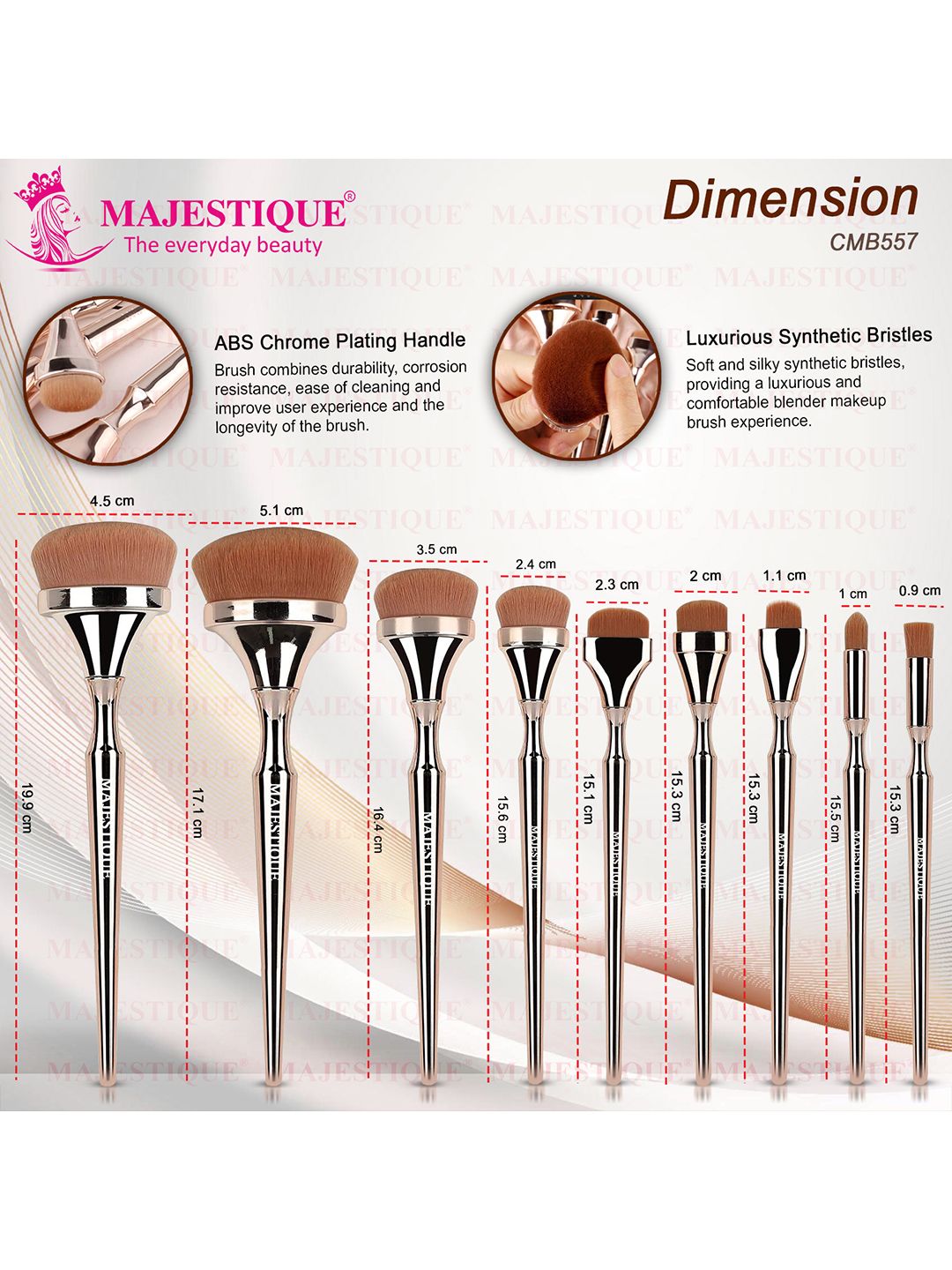 Buy MAJESTIQUE Set of 9 Luminous HD Makeup Brush - Brown - Face