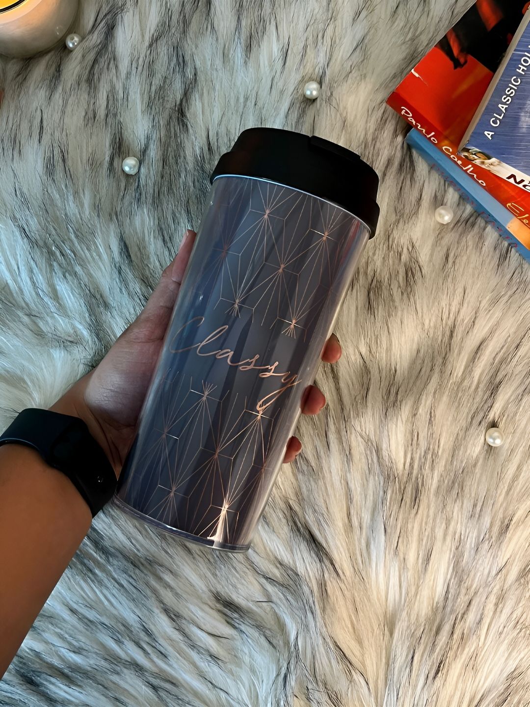 Giftii Black Classy Coffee Sipper Bottle 400 ml