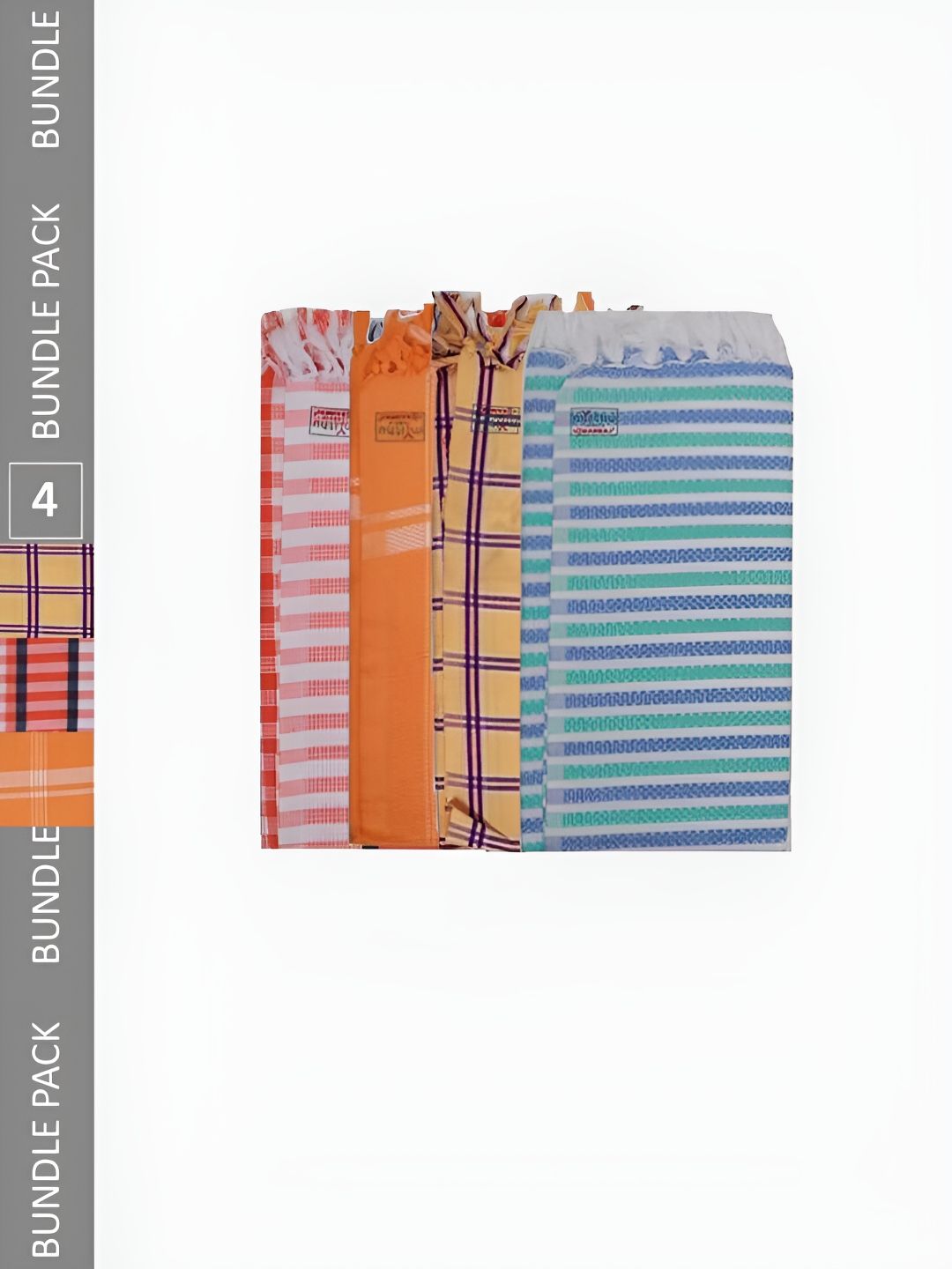 Ramraj Blue & Orange 4 Piece Striped Cotton 170 GSM Towel Set