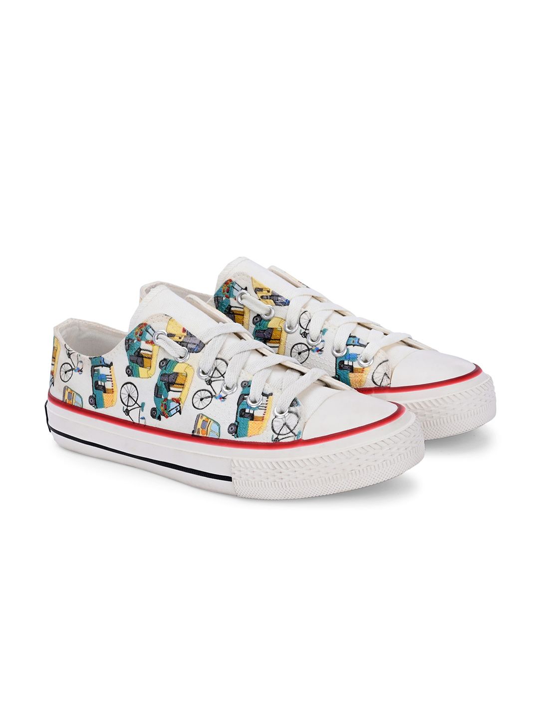 CROWCIA LONDON Men Printed Lightweight Comfort Insole Canvas Sneakers