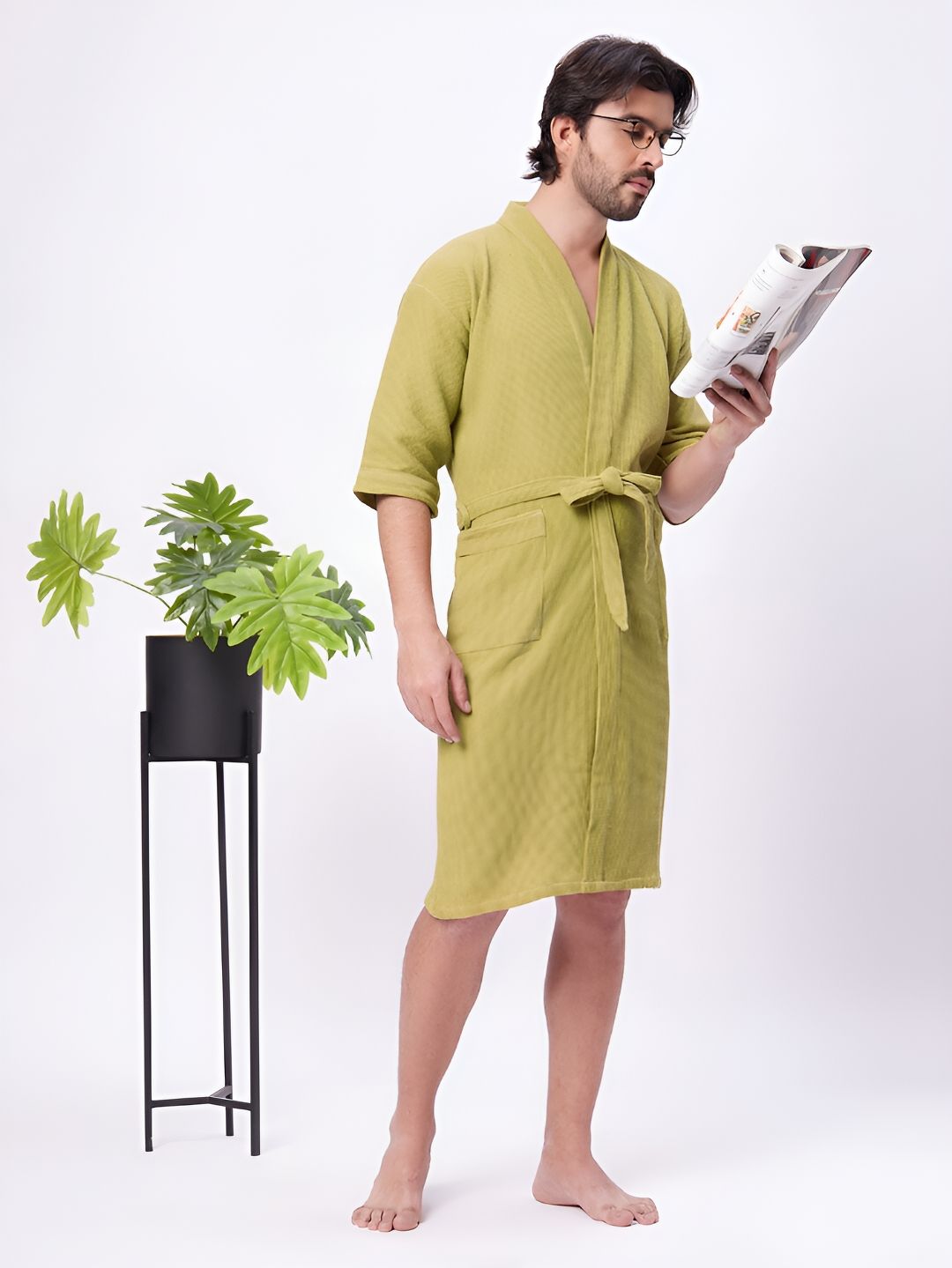 LacyLook Men Waffle Shawl Collar Cotton Bathrobes