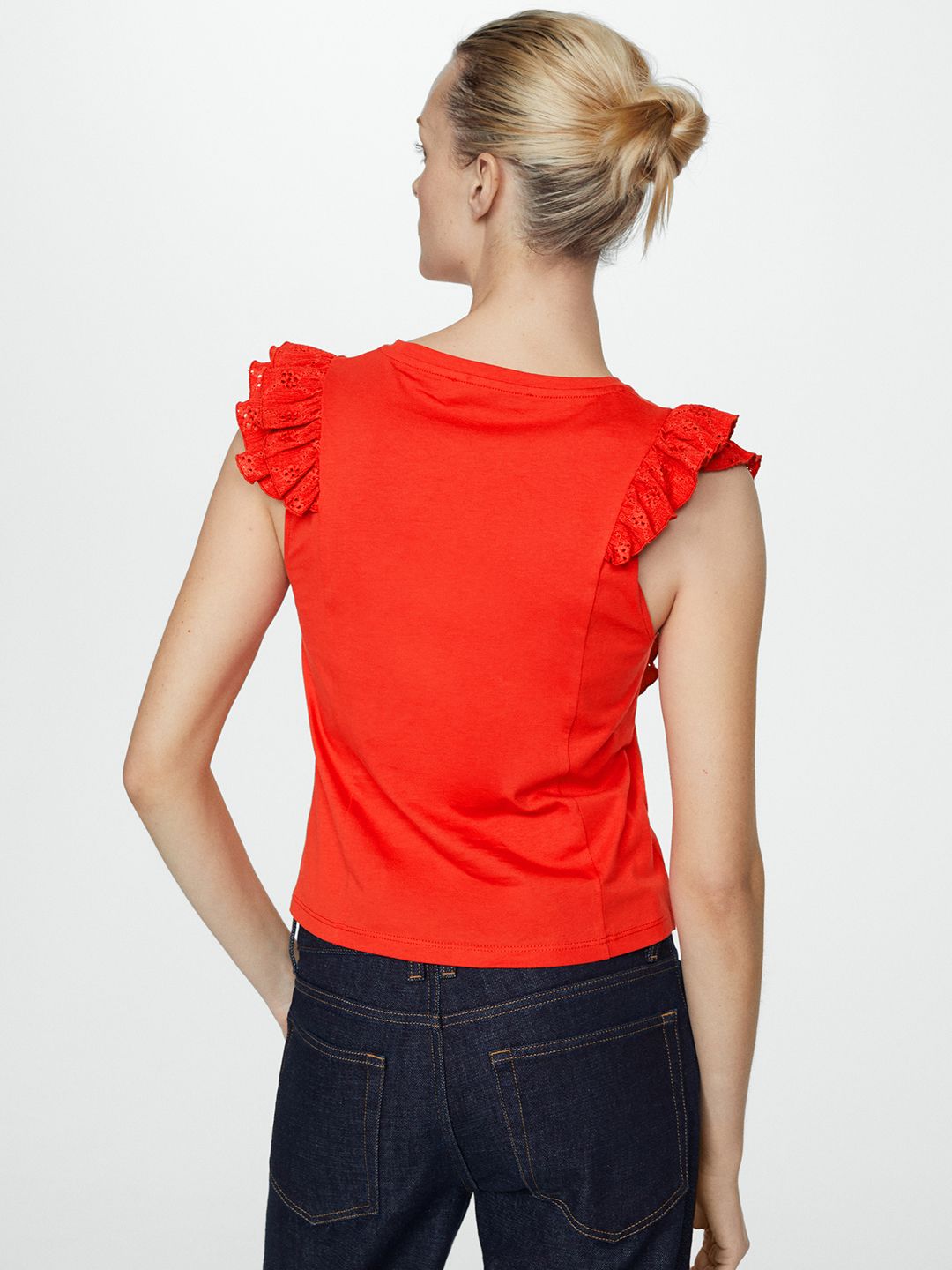 Schiffli Ruffles Cotton Top