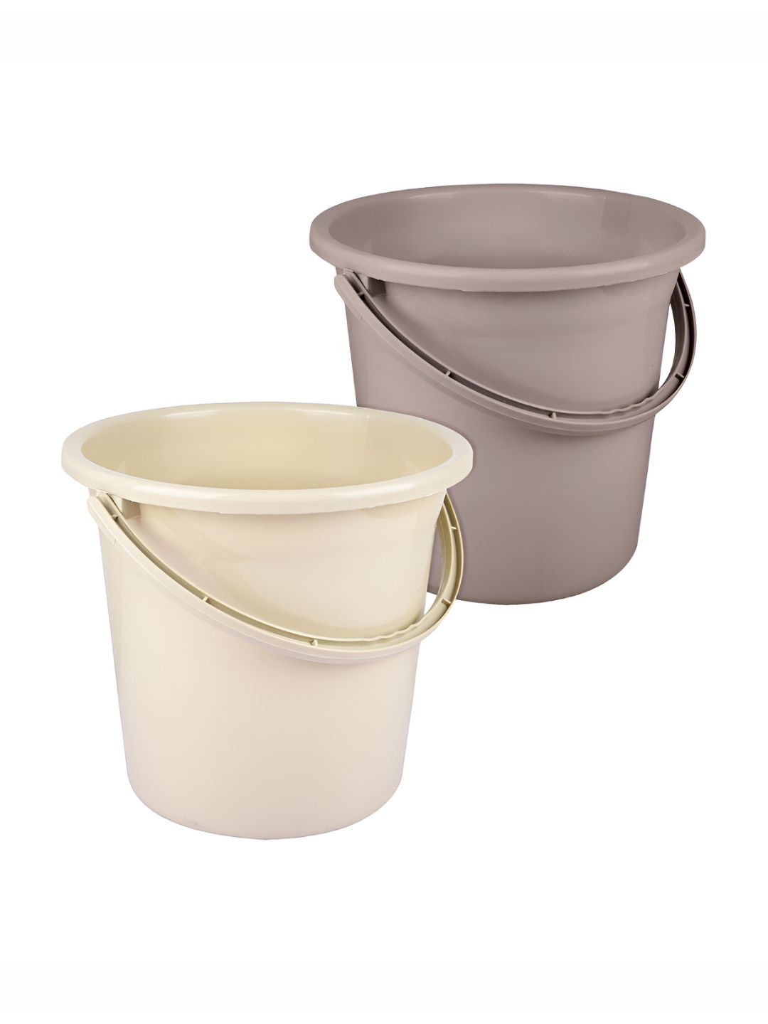 Kuber Industries Brown & Cream 2 Pieces Abstract Plastic Bathroom Buckets 18 L Each