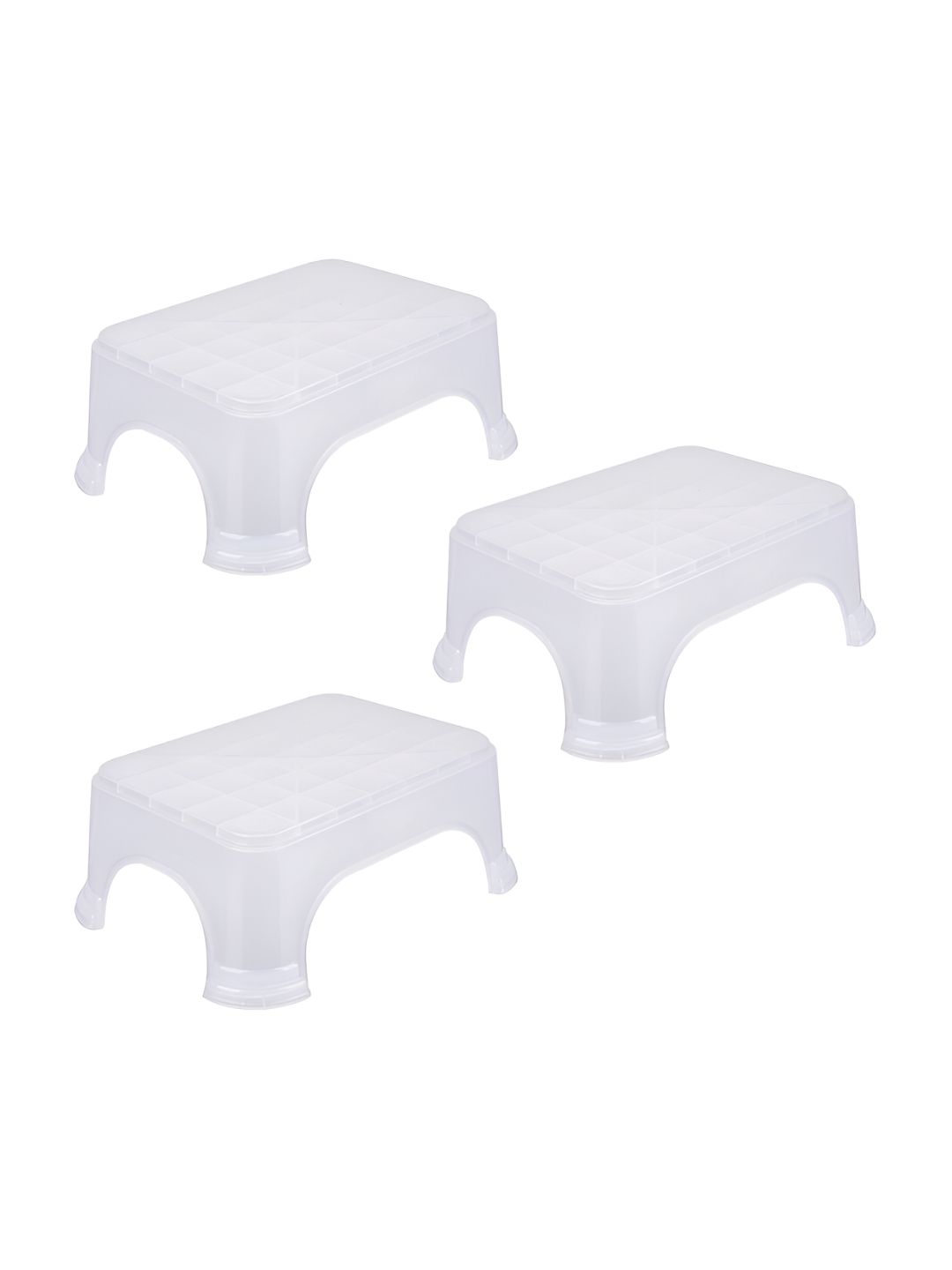 Kuber Industries Transparent 3 Pieces Square Step Stools