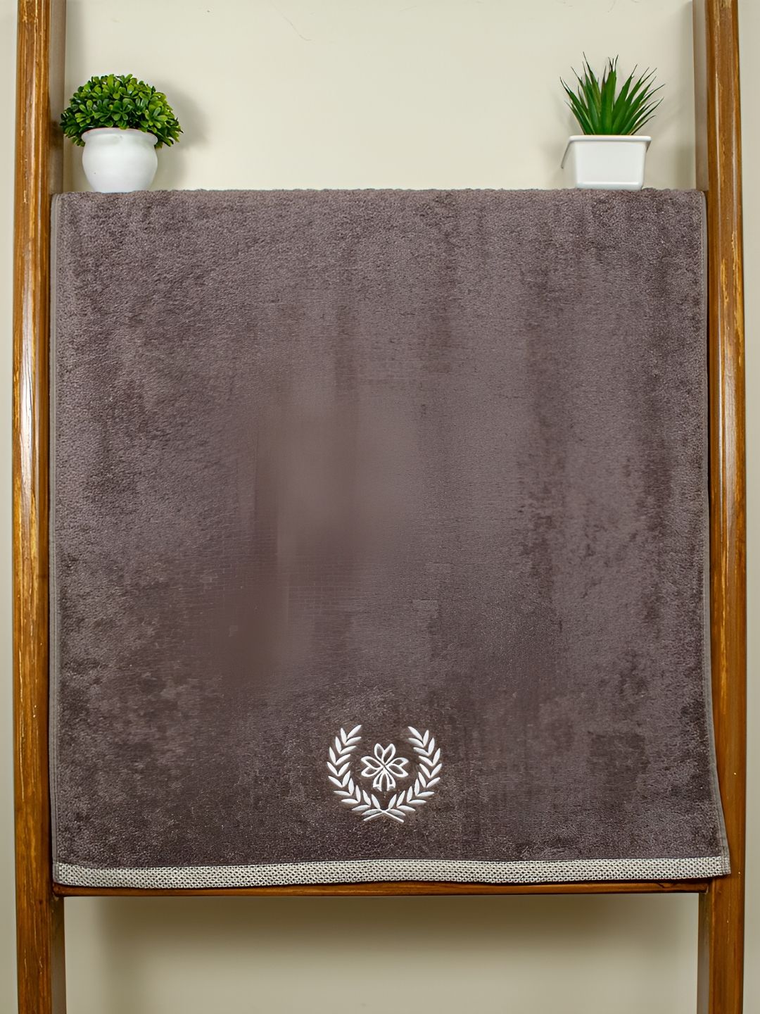 Aura Brown & Cream-Coloured 500 GSM Large Bath Towel