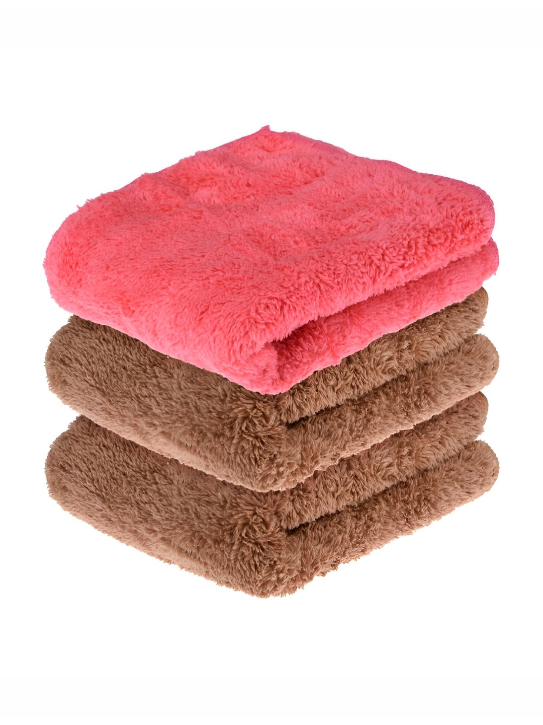 Kuber Industries Pink & Brown 3 Pieces Microfiber 350 GSM Bath Towel
