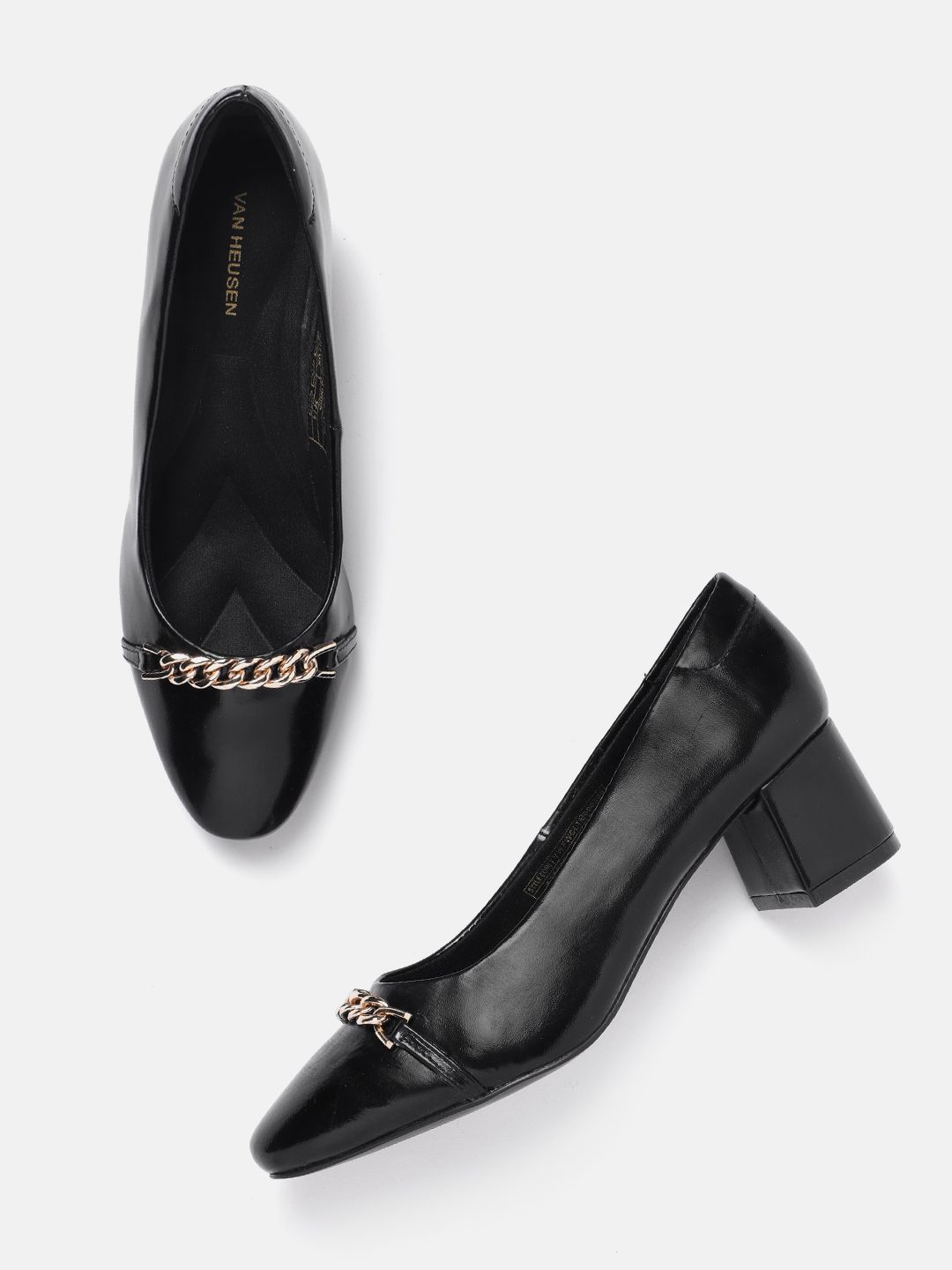 Van Heusen Block Heel Pumps With Chain Detail