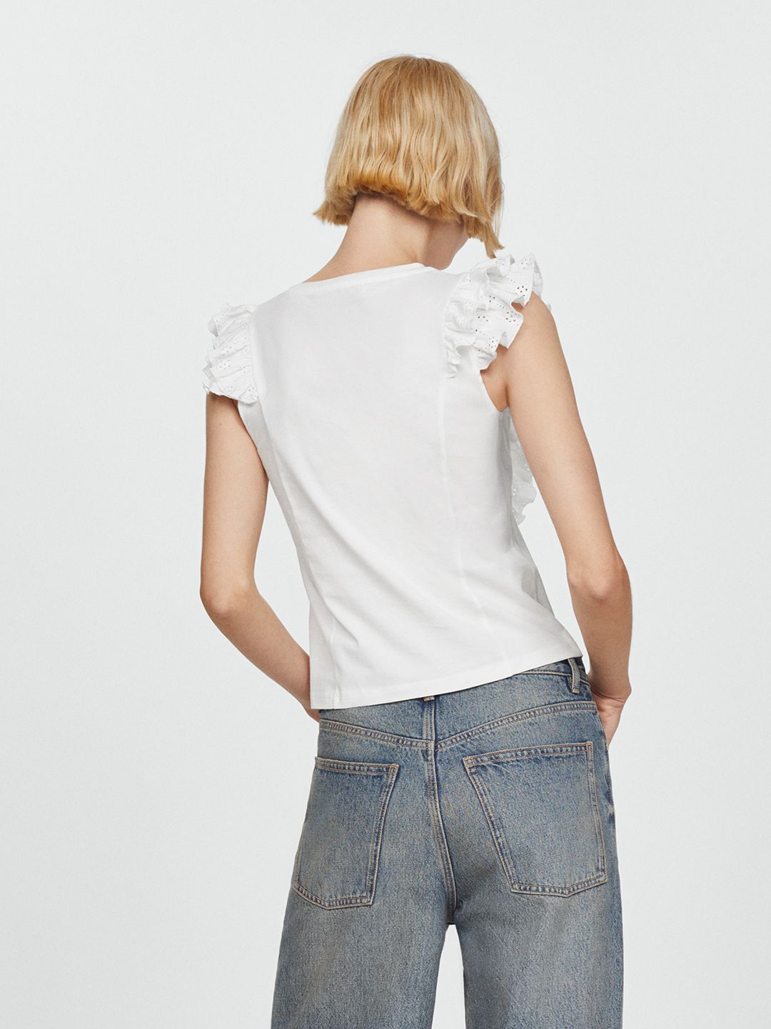 Flutter Sleeve Ruffled Cotton Top
