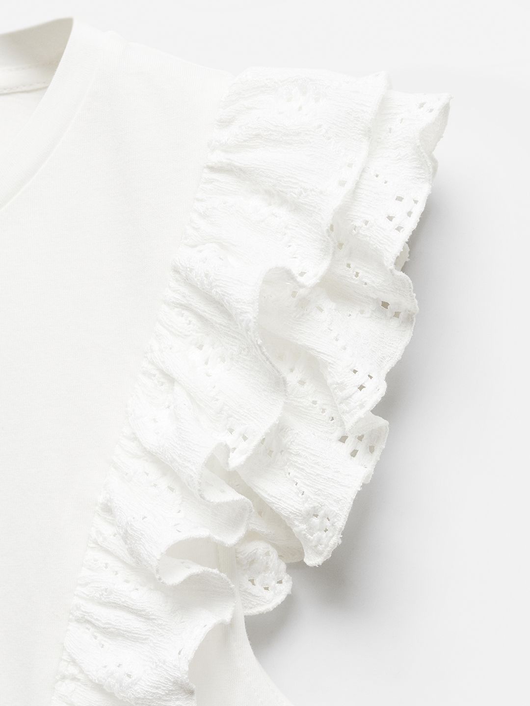 Flutter Sleeve Ruffled Cotton Top
