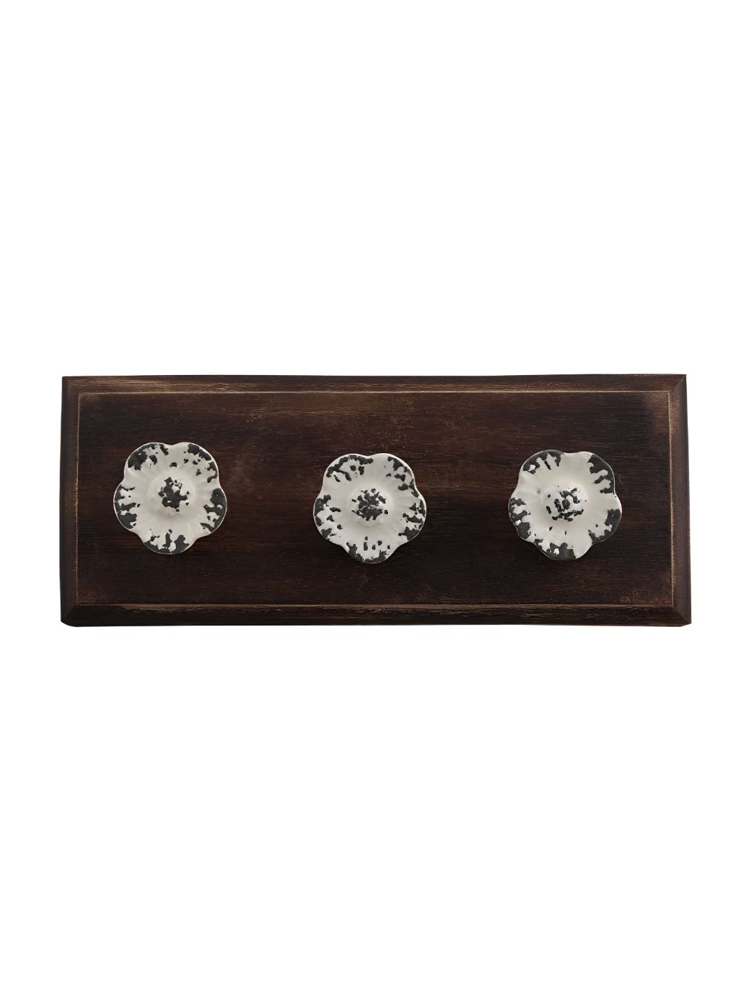 Indianshelf Brown & Black  Daffodils Etched Wooden Wall Hook Key Holder