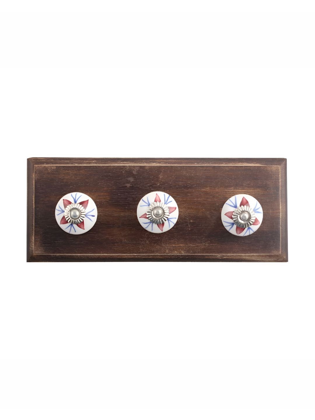 Indianshelf White & Brown Lily Printed Wall Key Holder