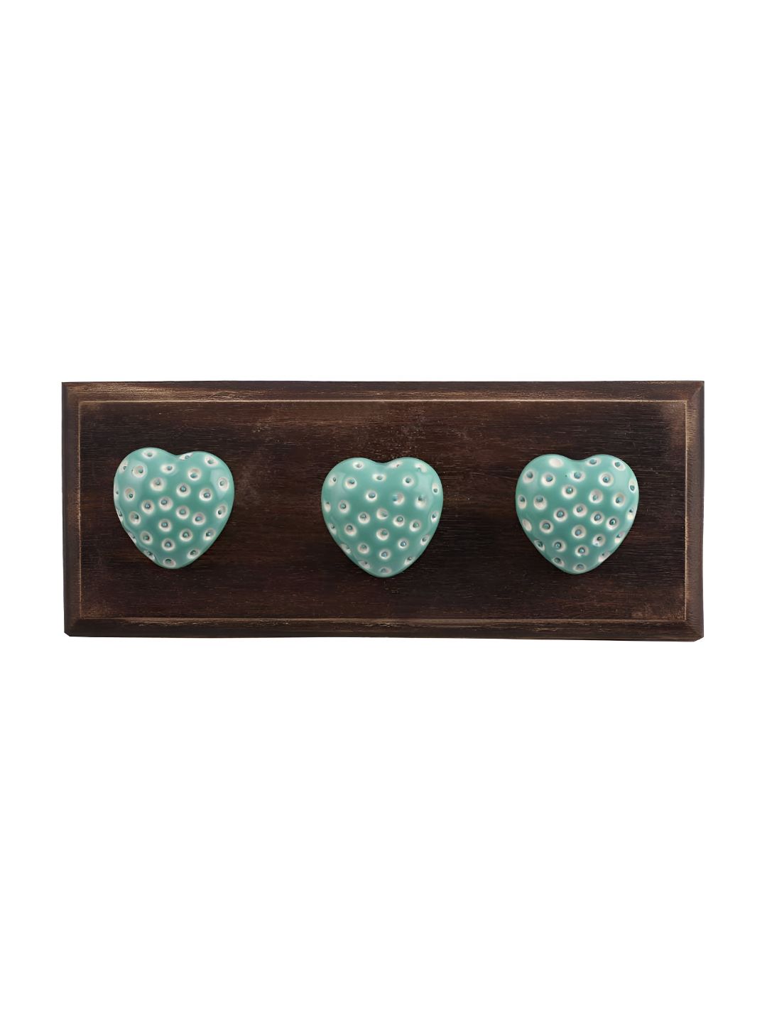 Indianshelf Green & Brown Heart Etched Printed Wall Key Holder