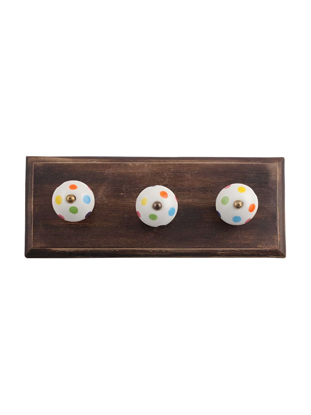 Indianshelf White & Brown Dot Printed Wall Key Holder