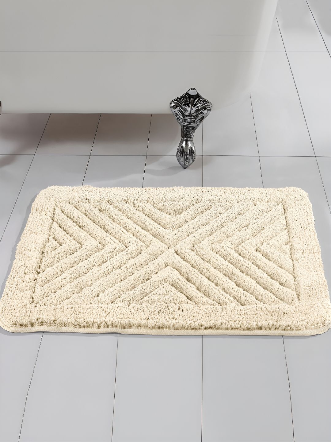 Saral Home Off White 1000 GSM Microfiber Bath Rugs
