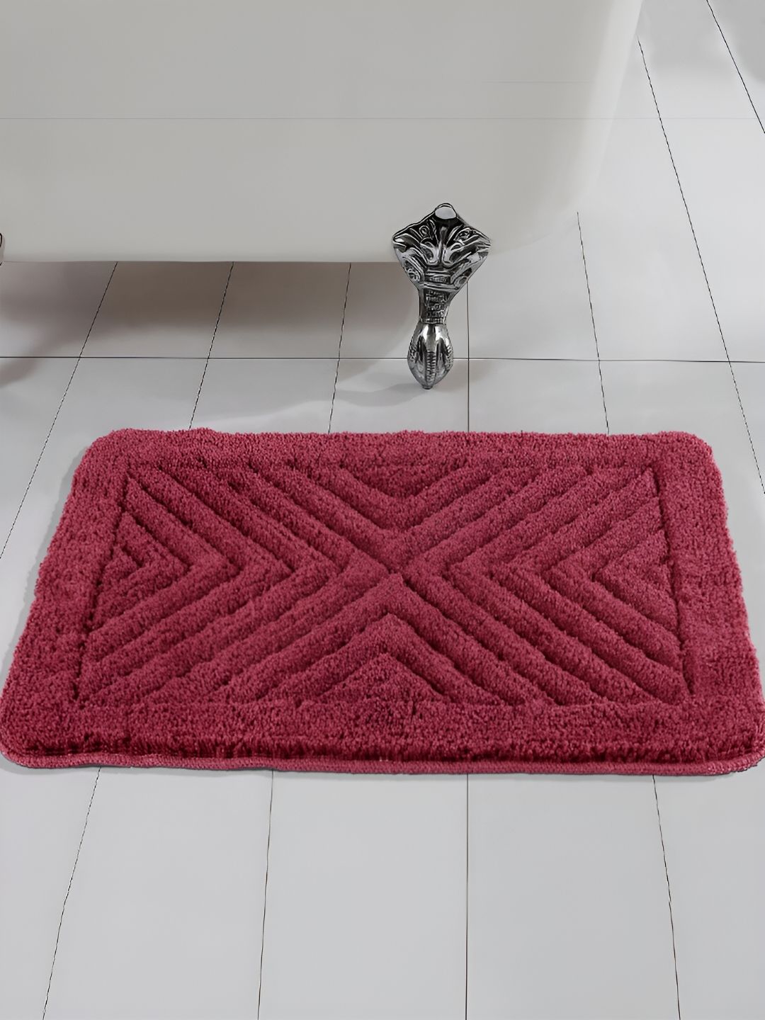 Saral Home Maroon 1000 GSM Microfiber Bath Rugs