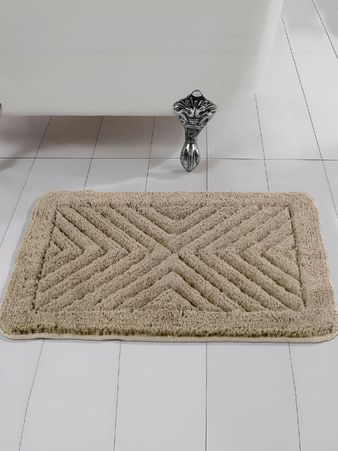 Saral Home Beige 1000 GSM Microfiber Bath Rugs