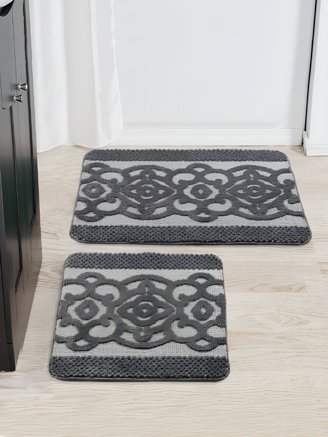Saral Home 2-pcs Grey 3000 GSM Microfiber Bathmat