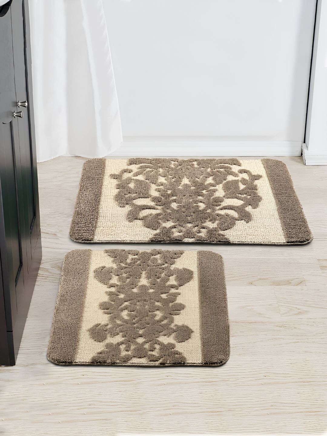 Saral Home 2-pcs Beige 3000 GSM Microfiber Bathmat