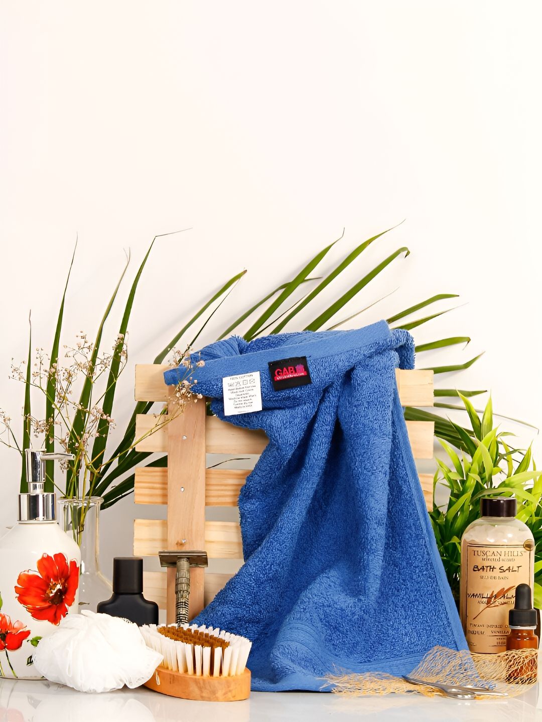 GAB 2 Pieces Blue Pure Cotton 500 GSM Hand Towels